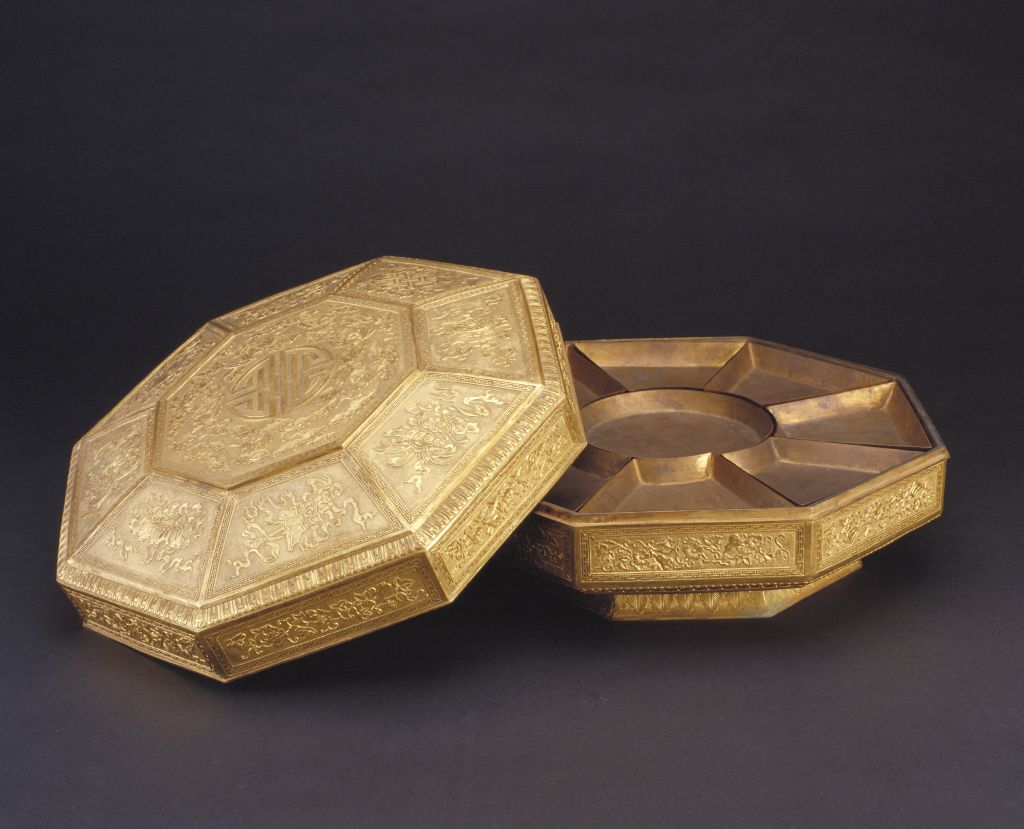 图片[1]-Copper gilded Japanese horn food box-China Archive